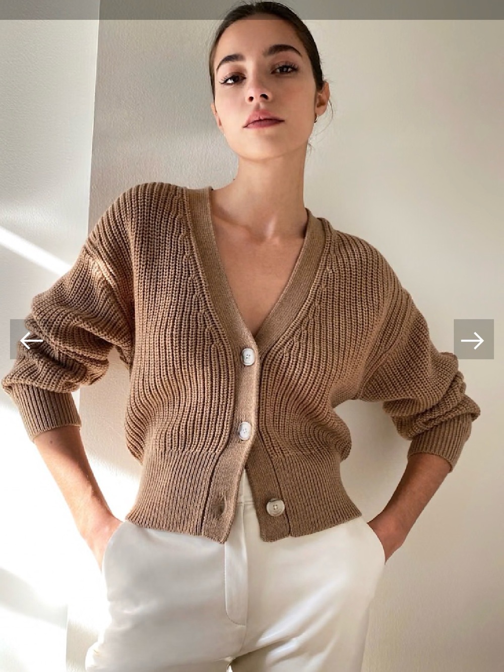 Aritzia Babaton Canberra 100% Merino Wool Ribbed Cropped Cardigan S